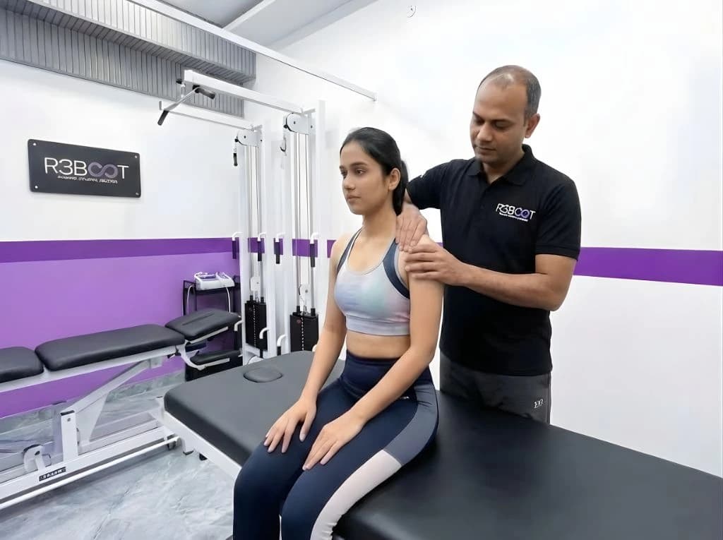 Physiotherapy session at R3BOOT Dadar Mumbai — clinical assessment and hands-on treatment